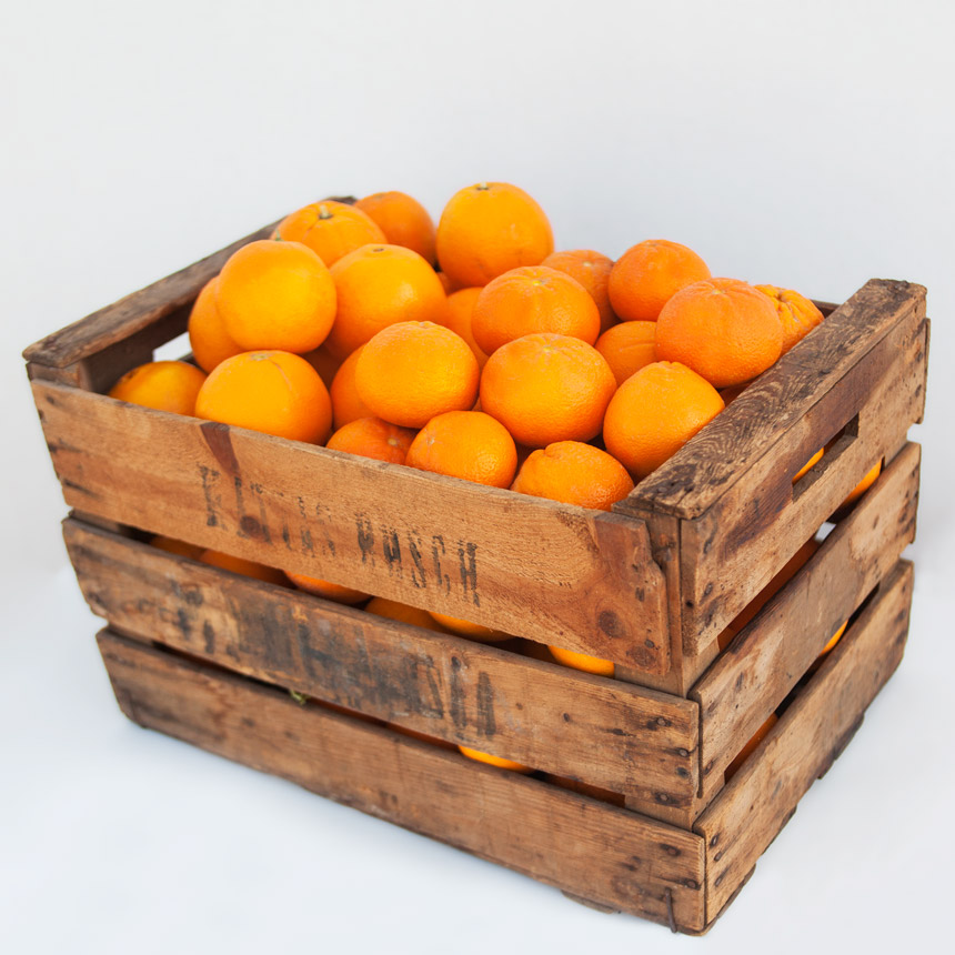 Caja de naranjas para zumo y de mesa